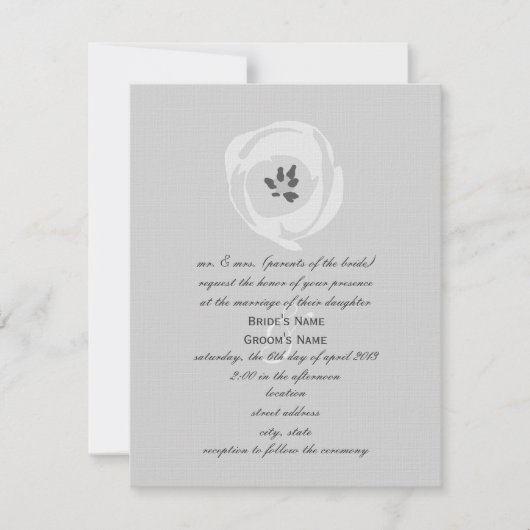 White Tulip Wedding Invitation Kaart (Voorkant)