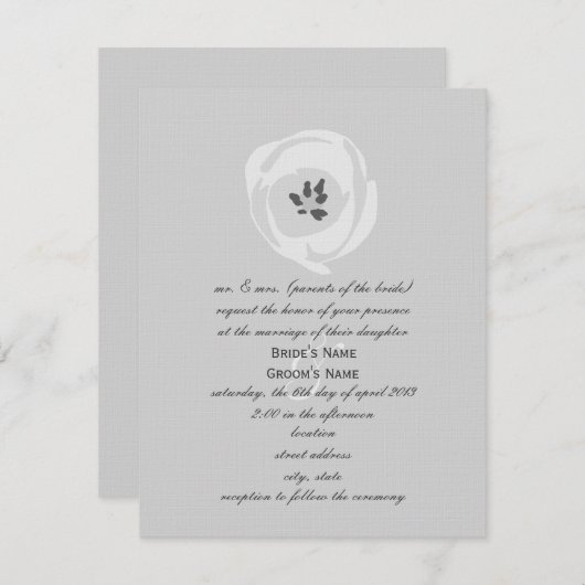 White Tulip Wedding Invitation Kaart (Voorkant / Achterkant)