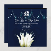 White Tulips Custom Wedding Invitation Kaart (Voorkant / Achterkant)