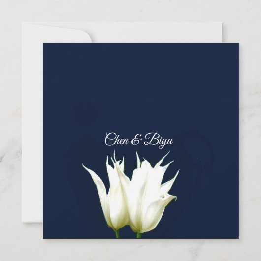 White Tulips Custom Wedding Invitation Kaart (Achterkant)