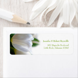 White Tulips Floral Wedding Address Etiket