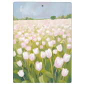 White Tulips Flower Field Painting Klembord (Achterkant)