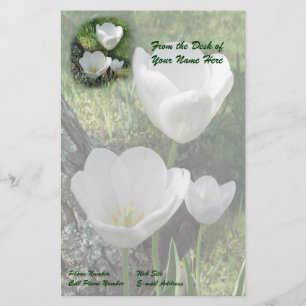 White Tulips Flower Trio Briefpapier