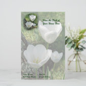 White Tulips Flower Trio Briefpapier (Staand voorkant)