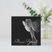 White Tulips foto op zwarte achtergrond Kaart (Staand voorkant)