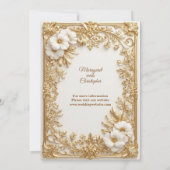 White Tulips Gold Ornate Baroque Grandeur Wedding Kaart (Achterkant)