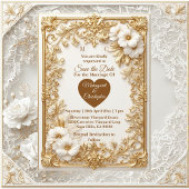 White Tulips Gold Ornate Baroque Save The Date 