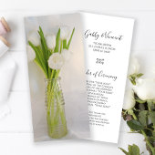 White Tulips in Milk Bottle Wedding Programme Programmakaart