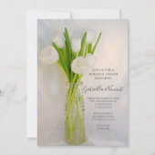 White Tulips Milk Bottle Weddenschap Rehearsal Din Kaart (Voorkant)