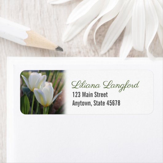 White Tulips Return Address Label (Insitu)