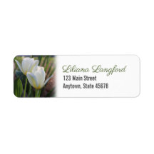 White Tulips Return Address Label