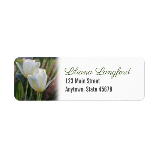 White Tulips Return Address Label (Voorkant)