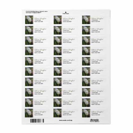 White Tulips Return Address Label (Full Sheet)
