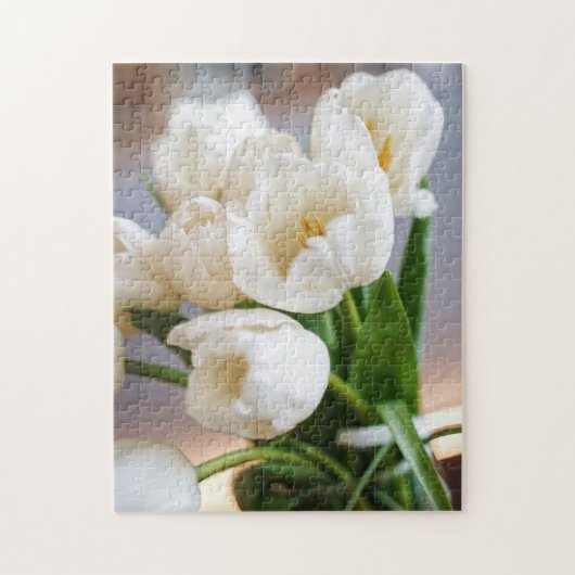White Tulips Spring Flower Bulb Bouquet Legpuzzel (Verticaal)