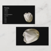 White Tulp Flower on Black Visitekaartje (Voorkant / Achterkant)