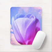 White Tulp Flower Tinted Muismat (Met muis)