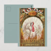  White Turkey Pumpkin and Bow Briefkaart (Voorkant / Achterkant)