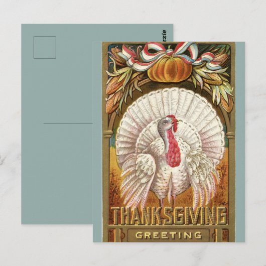  White Turkey Pumpkin and Bow Briefkaart (Voorkant / Achterkant)