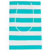 White Turquois Stripes Pattern {kies uw kleur} Medium Cadeauzakje (Voorkant)