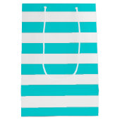 White Turquois Stripes Pattern {kies uw kleur} Medium Cadeauzakje (Achterkant)