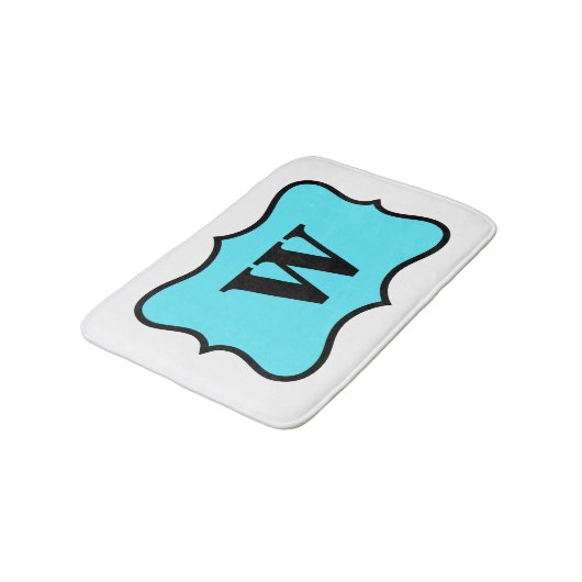 White Turquoise Aqua Blue Monogram Initiaal Home Badmat (Gekanteld)