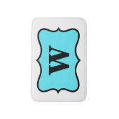 White Turquoise Aqua Blue Monogram Initiaal Home Badmat (Voorkant Verticaal)
