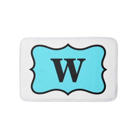 White Turquoise Aqua Blue Monogram Initiaal Home Badmat (Voorkant)