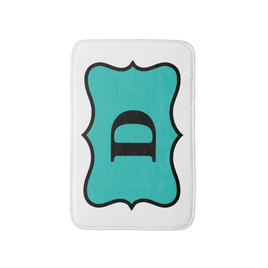 White Turquoise Blauwgroen Blue Monogram Initiaal  Badmat (Voorkant Verticaal)