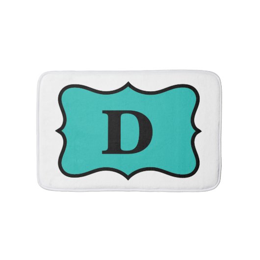 White Turquoise Blauwgroen Blue Monogram Initiaal  Badmat (Voorkant)