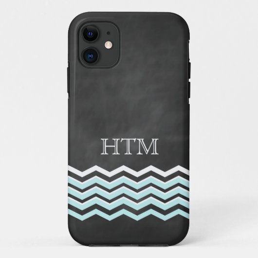 White & Turquoise Chevron iPhone 5 Hoesje (Achterkant)