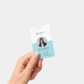 White Turquoise Employee Photo ID Abstract Pattern Badge (Handheld)