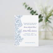 White/Turquoise Floral Save the Date (Staand voorkant)