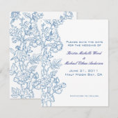 White/Turquoise Floral Save the Date (Voorkant / Achterkant)