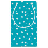 White & Turquoise Hearts Patterned Gift Bag Klein Cadeauzakje (Achterkant)