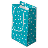 White & Turquoise Hearts Patterned Gift Bag Klein Cadeauzakje (Achterkant Gekanteld)