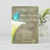 White Turquoise Hummingbird Lily Floral Waterverf Kaart (Staand voorkant)