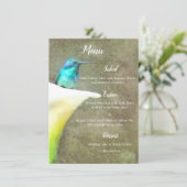 White Turquoise Hummingbird Lily Floral Waterverf Menu (Staand voorkant)