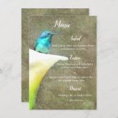 White Turquoise Hummingbird Lily Floral Waterverf Menu (Voorkant / Achterkant)