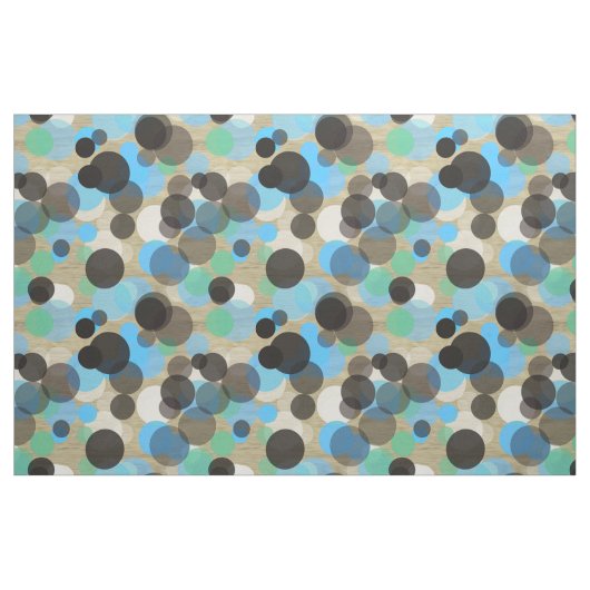 White Turquoise Mint Polka Dots Pattern Faux Wood Stof (Fat Quarter)