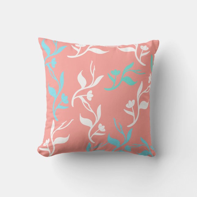 White Turquoise Pattern Line Sierkussen Cushion (Voorkant)