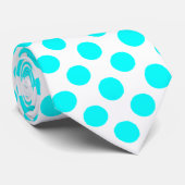 White Turquoise Polka Dots - Stropdas (Opgerold)