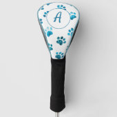 White Turquoise Textured Paw Print Personalized Golfheadcover (Voorkant)