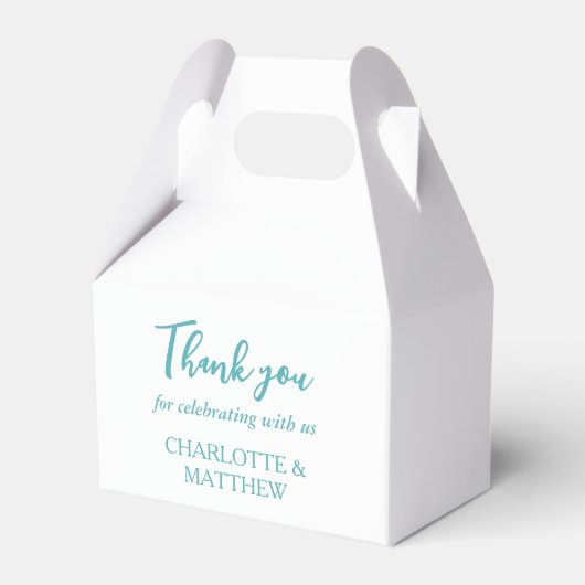 White & Turquoise Wedding Favor Box Bedankdoosjes (Voorkant Zijde)