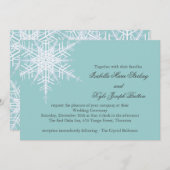 White/Turquoise Winter Snowflake Wedding Invite Kaart (Voorkant / Achterkant)
