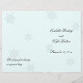 White/Turquoise Winter Snowflake Wedding Programme (Voorkant)