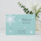 White/Turquoise Winter Snowflake Wedding RSVP (Staand voorkant)