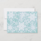 White/Turquoise Winter Snowflake Wedding RSVP (Achterkant)