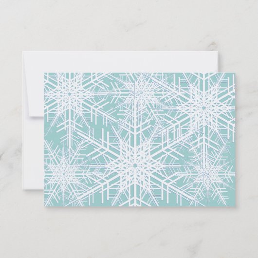 White/Turquoise Winter Snowflake Wedding RSVP (Achterkant)