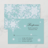 White/Turquoise Winter Snowflake Wedding RSVP Kaartje (Voorkant / Achterkant)