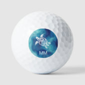 White Turtle Blue Ocean | Naam kustbijvoegen Golfballen (Voorkant)